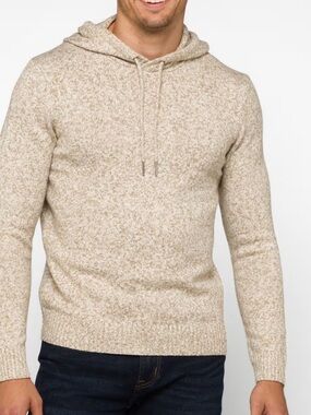 ALESBURY RAMI MIXED ROOE YARN HOODED SWEATER TAN - L